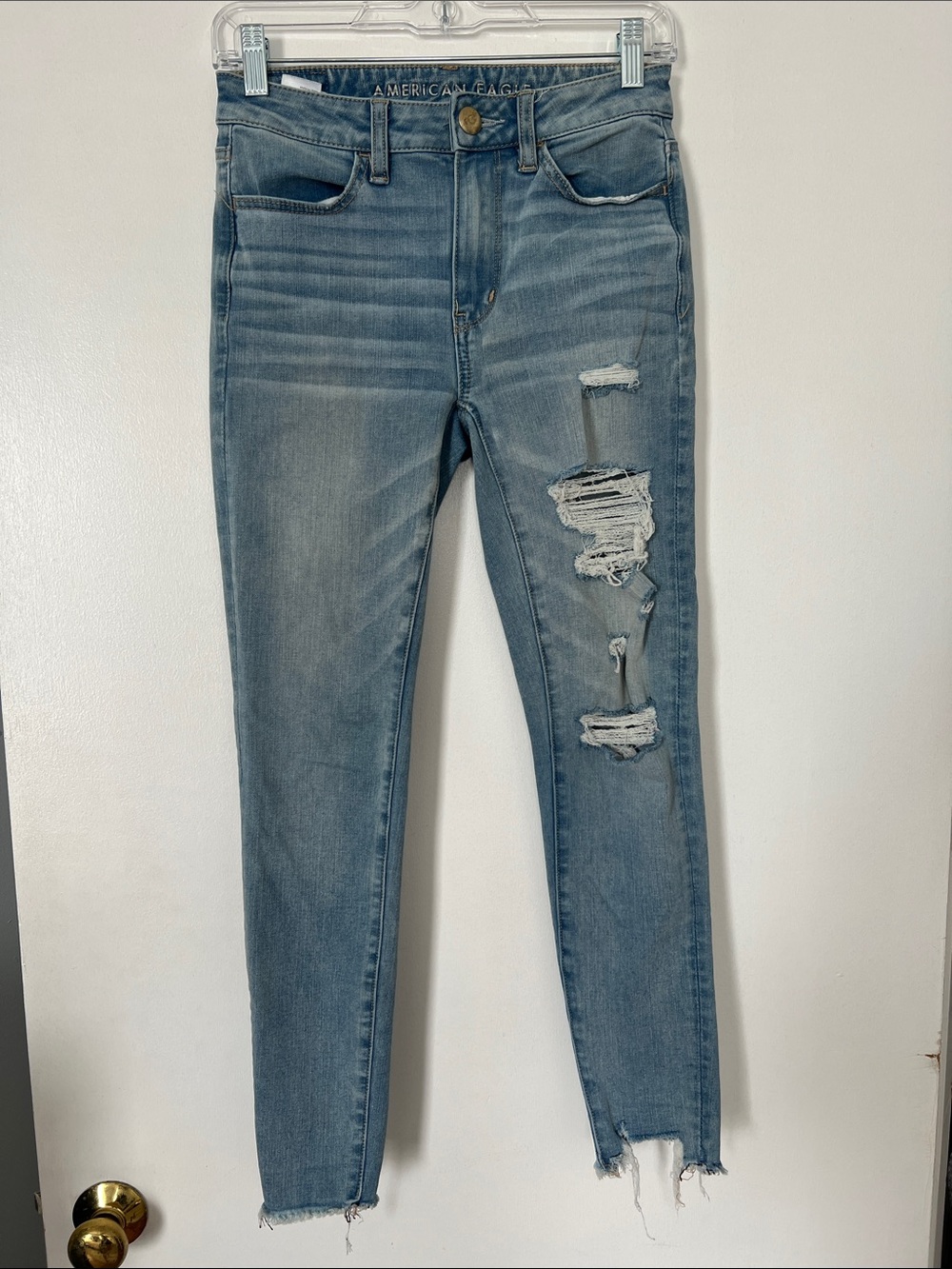 American Eagle Light Wash Distressed Skinny Jeans - Picture 5 of 5